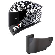 Capacete KYT TT Course Sava Winter Preto e Branco Mais Viseira Fumê Tamanho:62