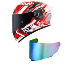 Capacete Kyt Tt Course Super Mario Vermelho Mais Viseira Camaleão