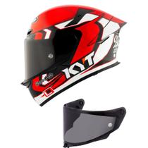 Capacete KYT TT Revo Bayliss Preto Branco e Vermelho Mais Viseira Fumê