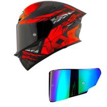 Capacete KYT TT Revo Combustion Preto e Vermelho Mais Viseira Camaleão Tamanho:60 Capacete KYT TT Revo Combustion Preto e Vermelho Mais Viseira Camaleão Tamanho:60