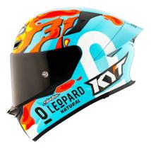 Capacete KYT TT Revo Leopard Aragon Azul e Vermelho Tamanho:60
