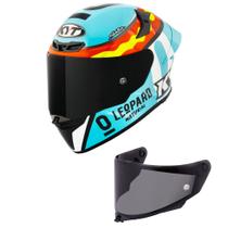 Capacete KYT TT Revo Leopard Spaniard Azul Mais Viseira Fumê