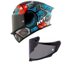 Capacete KYT TT Revo Synchrotron Preto e Azul Mais Viseira Fumê