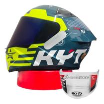 Capacete Kyt Ttcourse Fuselage Yellow Gloss Viseira Azul