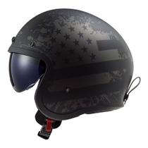 Capacete LS2 Aberto Spitfire Black Flag Preto Fosco Masculino e Feminino Custom Harley