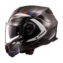 Capacete Ls2 Advant X Carbon Future Branco Azul e Vermelho Tamanho:58 Capacete Ls2 Advant X Carbon Future Branco Azul e Vermelho Tamanho:58