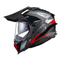 Capacete LS2 Explorer Carbon Frontier Titanium com Vermelho