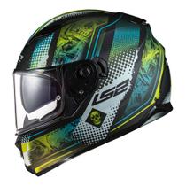 Capacete LS2 FF320 Stream Mara Preto e Amarelo Fluorescente Fosco Masculino e Feminino Com Oculus