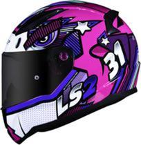 Capacete Ls2 FF353 Khan Rosa Roxo Branco 58 M fucsia