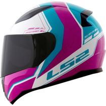 Capacete LS2 FF353 Rapid Candie Branco/Rosa/Azul Brilho