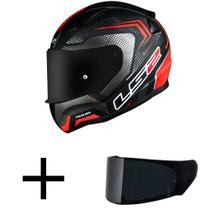 Capacete LS2 FF353 Rapid Doom Preto e Vermelho Fosco Mais Viseira Fumê