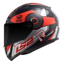 Capacete Ls2 Ff353 Stratus Preto Vermelho Prata