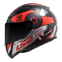 Capacete LS2 FF353 Stratus Preto Vermelho Prata