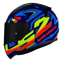 Capacete Ls2 Ff353 Tagline Azul Amarelo Brilho