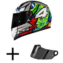 Capacete Ls2 Ff358 Alex Barros Réplica Branco e Azul Mais Viseira Fumê