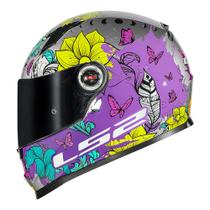 Capacete LS2 FF358 Classic Dreamcatcher Prata Amarelo Lilas Rosa Borboletas Feminino Masculino
