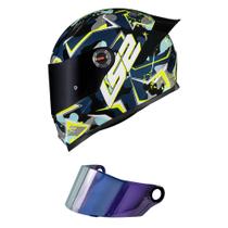 Capacete LS2 FF358 Classic S Camo Azul Mais Viseira Camaleão Capacete LS2 FF358 Classic S Camo Azul Mais Viseira Camaleão