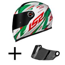 Capacete LS2 FF358 Draze Branco e Verde Mais Viseira Fumê Capacete LS2 FF358 Draze Branco e Verde Mais Viseira Fumê