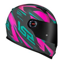 Capacete LS2 FF358 Draze Cinza Verde e Rosa Masculino e Feminino Fechado