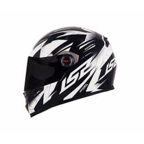 Capacete LS2 FF358 Draze Preto e Branco Brilhante Fechado