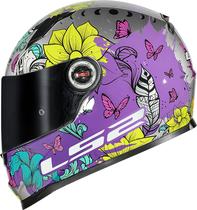 Capacete ls2 ff358 dreamcatcher rosa prata azul flores floral