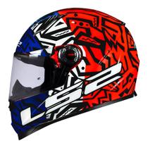 Capacete LS2 FF358 Memphis Laranja e Azul Brilhante Masculino e Feminino