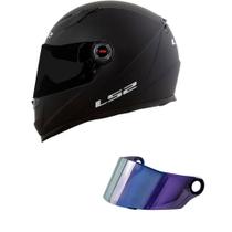 Capacete LS2 FF358 Monocolor Preto Fosco Mais Viseira Camaleão