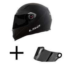 Capacete LS2 FF358 Monocolor Preto Fosco Mais Viseira Fumê