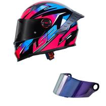 Capacete LS2 FF358 Pro Airline Azul e Roxo Mais Viseira Camaleão Tamanho:56 Capacete LS2 FF358 Pro Airline Azul e Roxo Mais Viseira Camaleão Tamanho:56