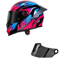 Capacete LS2 FF358 Pro Airline Azul e Roxo Mais Viseira Fumê Tamanho:60