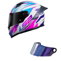 Capacete LS2 FF358 Pro Airline Branco e Rosa Mais Viseira Camaleão Tamanho:54 Capacete LS2 FF358 Pro Airline Branco e Rosa Mais Viseira Camaleão Tamanho:54