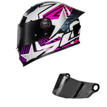 Capacete LS2 FF358 Pro Estellar Preto Branco e Rosa Mais Viseira Fumê