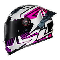 Capacete LS2 FF358 Pro Estellar Preto Branco e Rosa Capacete LS2 FF358 Pro Estellar Preto Branco e Rosa
