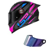 Capacete LS2 FF358 Pro Modok Preto e Rosa Mais Viseira Camaleão Capacete LS2 FF358 Pro Modok Preto e Rosa Mais Viseira Camaleão