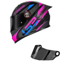 Capacete LS2 FF358 Pro Modok Preto e Rosa Mais Viseira Fumê Tamanho:S Capacete LS2 FF358 Pro Modok Preto e Rosa Mais Viseira Fumê Tamanho:S
