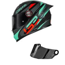 Capacete LS2 FF358 Pro Modok Preto Verde e Laranja Mais Viseira Fumê