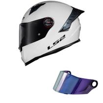 Capacete LS2 FF358 Pro Monocolor Branco Mais Viseira Camaleão Capacete LS2 FF358 Pro Monocolor Branco Mais Viseira Camaleão