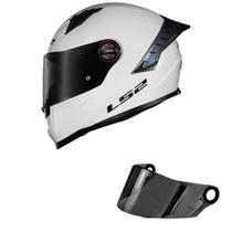 Capacete LS2 FF358 Pro Monocolor Branco Mais Viseira Fumê