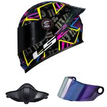 Capacete LS2 FF358 Pro Rafael Paschoalin Preto e Rosa Mais Viseira Camaleão e Narigueira HJC Tamanho:62 Capacete LS2 FF358 Pro Rafael Paschoalin Preto e Rosa Mais Viseira Camaleão e Narigueira HJC Tamanho:62