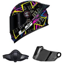 Capacete LS2 FF358 Pro Rafael Paschoalin Preto e Rosa Mais Viseira Fumê e Narigueira HJC Tamanho:60 Capacete LS2 FF358 Pro Rafael Paschoalin Preto e Rosa Mais Viseira Fumê e Narigueira HJC Tamanho:60