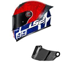 Capacete LS2 FF358 Pro Tiempo Azul e Vermelho Mais Viseira Fumê Capacete LS2 FF358 Pro Tiempo Azul e Vermelho Mais Viseira Fumê