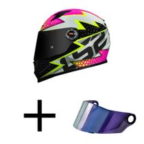 Capacete LS2 FF358 Speedy Branco e Rosa Mais Viseira Camaleão Capacete LS2 FF358 Speedy Branco e Rosa Mais Viseira Camaleão
