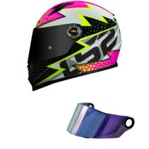 Capacete LS2 FF358 Speedy Branco e Rosa Mais Viseira Camaleão Capacete LS2 FF358 Speedy Branco e Rosa Mais Viseira Camaleão