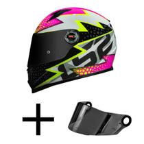 Capacete LS2 FF358 Speedy Branco e Rosa Mais Viseira Fumê Capacete LS2 FF358 Speedy Branco e Rosa Mais Viseira Fumê