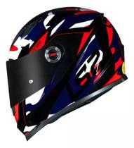 Capacete Ls2 Ff358 Tank Camo Blue Red Azul Vermelho Brilho