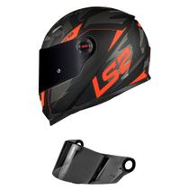 Capacete LS2 FF358 Tank Preto Cinza e Laranja Mais Viseira Fumê