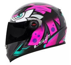 Capacete Ls2 FF358 Tribal Fucsia Rosa Cinza