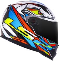 Capacete Ls2 Ff358 Xdron Neon Laranja Azul Amarelo Branco Capacete Ls2 Ff358 Xdron Neon Laranja Azul Amarelo Branco