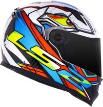 Capacete Ls2 Ff358 Xdron Neon Laranja Azul Amarelo Branco