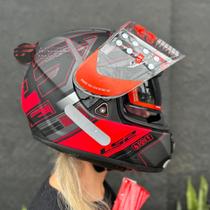 Capacete LS2 FF397 Vector Evo Frequency Matte Black Red